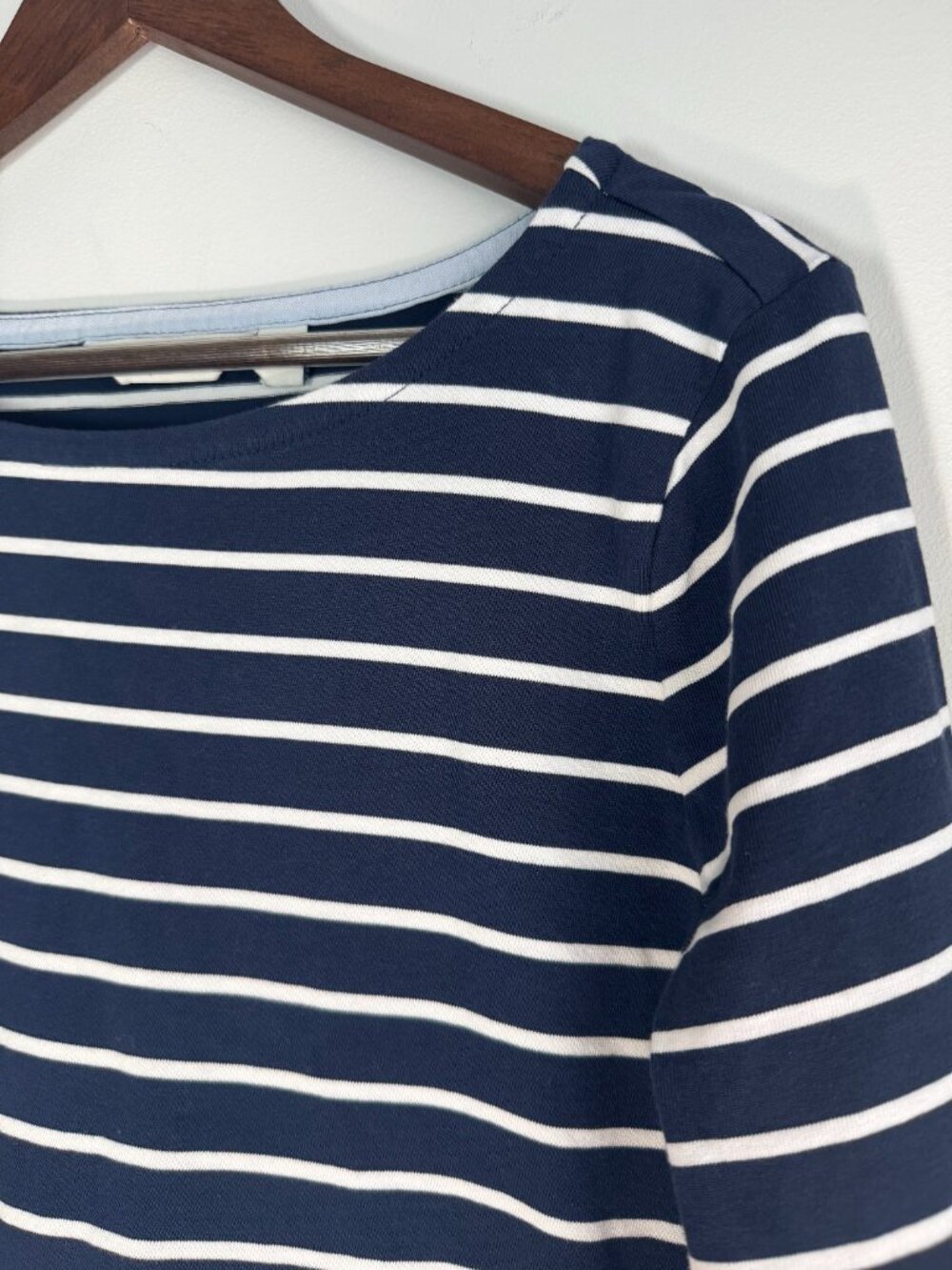 Vineyard Vines Navy 100% Cotton White Striped Knit Shift Dress Scalloped Hem - M - Picture 2 of 7